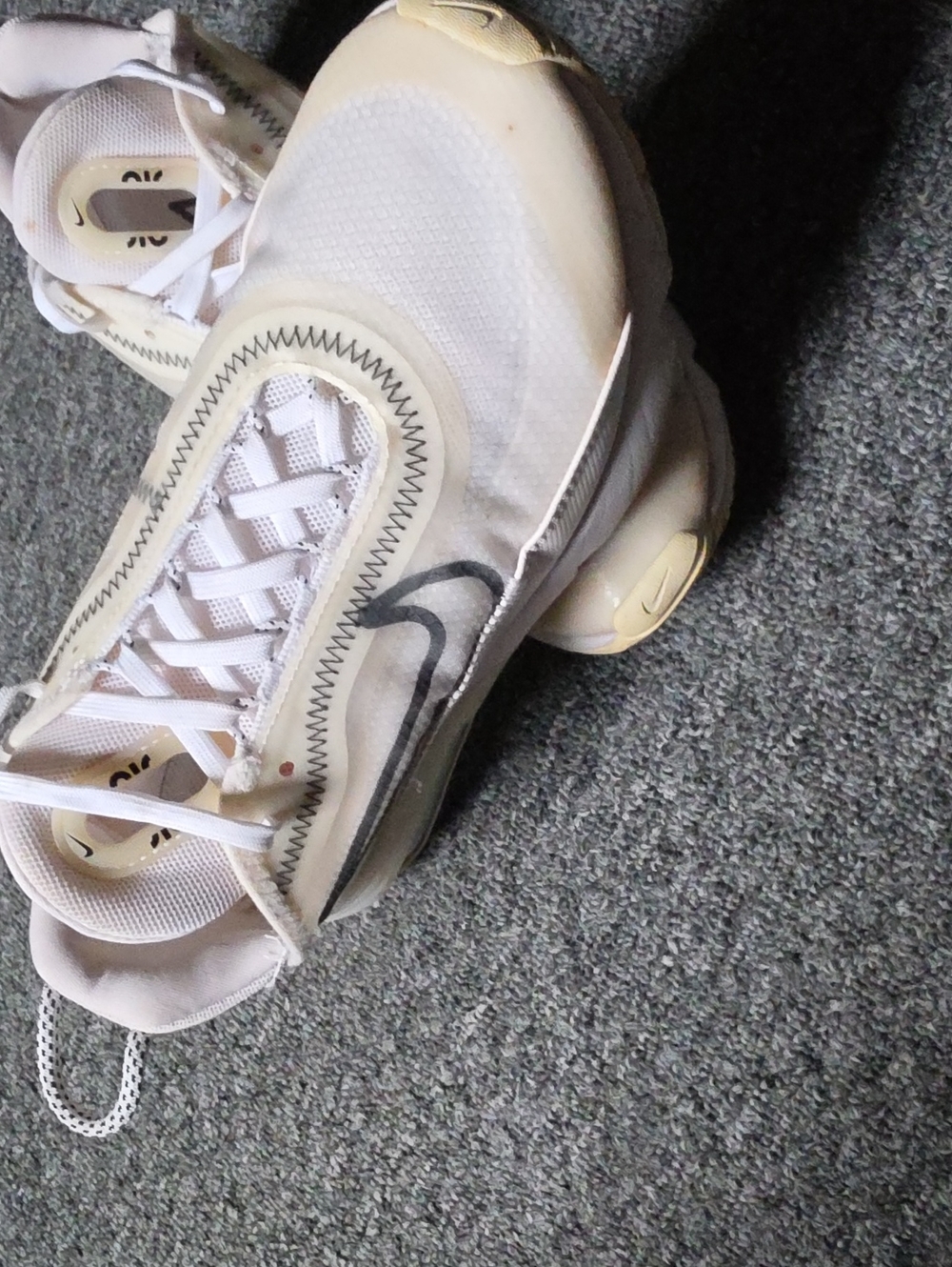 Nike Cream/White React-Style Sneaker with Black Swoosh